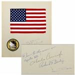 Apollo 12 Flown U.S. Flag, Measuring 11.5 x 8, Affixed to Presentation Mat Signed by Each of the Apollo 12 Crew Members: Charles Conrad, Richard Gordon & Alan Bean -- From Richard Gordon Estate